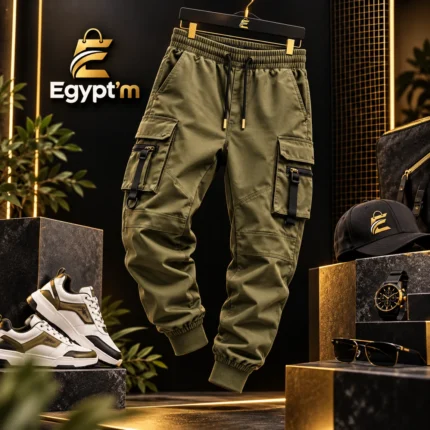 بنطلون كارغو رجالي زيتي